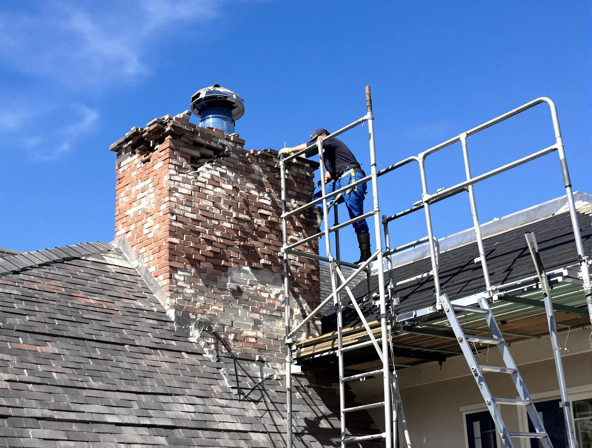 Rebuilding a chimney structure by North Bergen Chimney Sweep in North Bergen, NJ