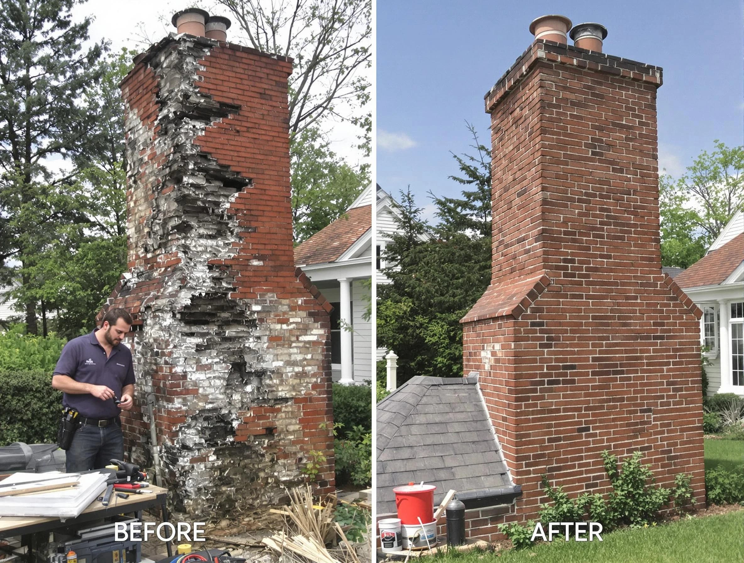 North Bergen Chimney Sweep performing a full chimney restoration in North Bergen, NJ