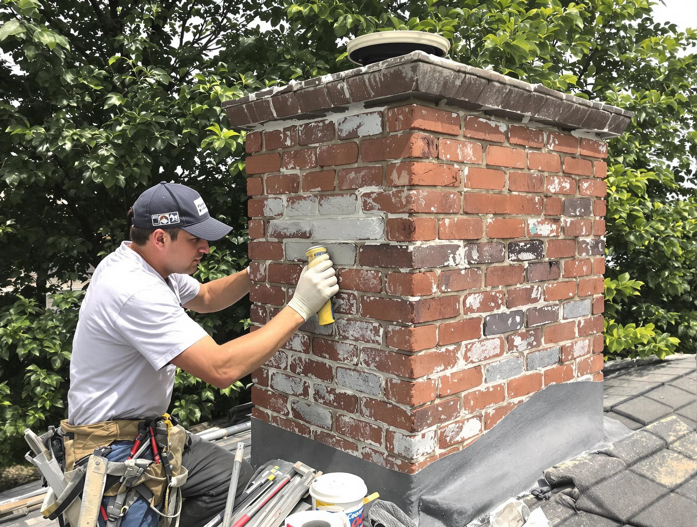 North Bergen Chimney Sweep restoring an aging chimney in North Bergen, NJ