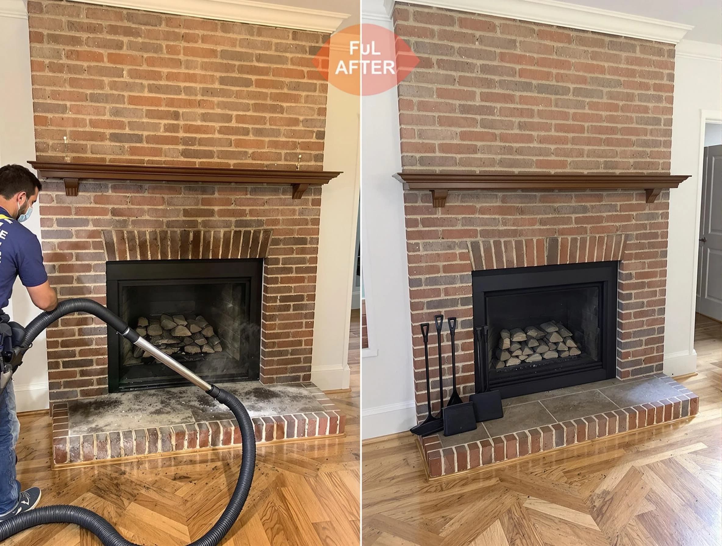 North Bergen Chimney Sweep carefully sanitizing a fireplace in North Bergen, NJ