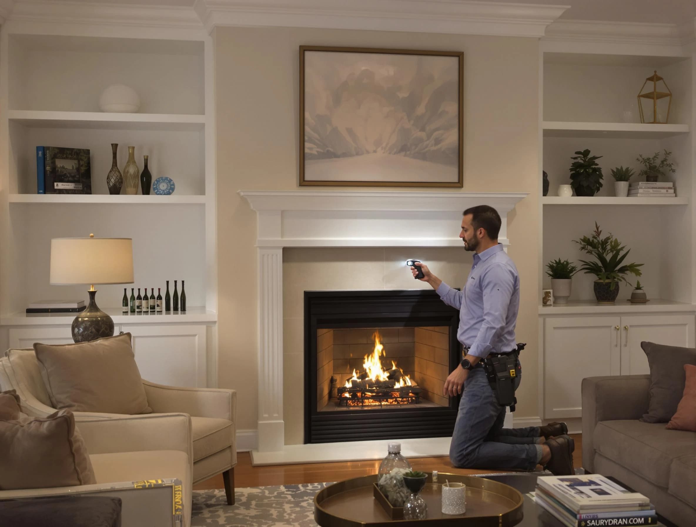 North Bergen Chimney Sweep conducting a fireplace safety inspection in North Bergen, NJ