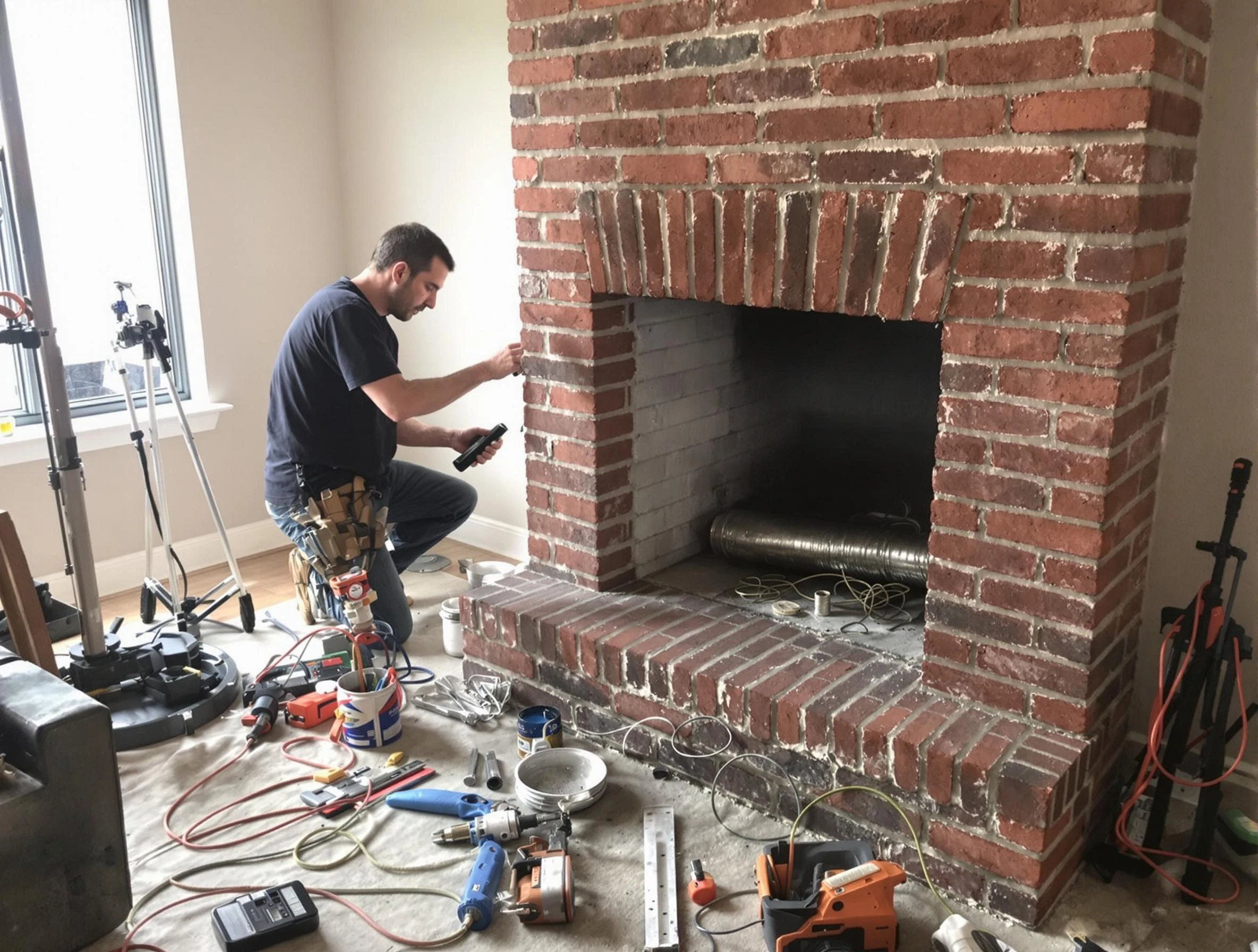 North Bergen Chimney Sweep specialist finalizing chimney liner service in North Bergen, NJ